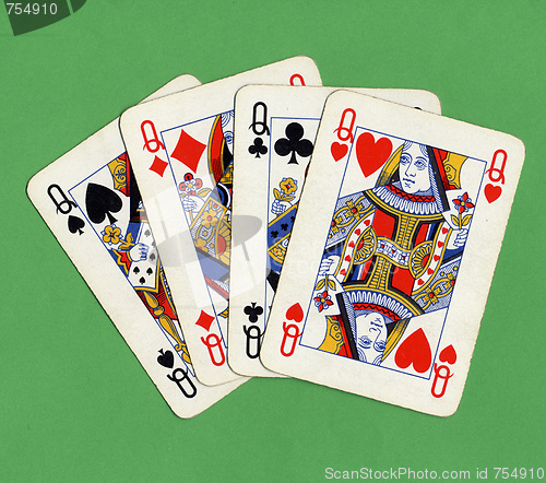 Image of Poker of queens cards