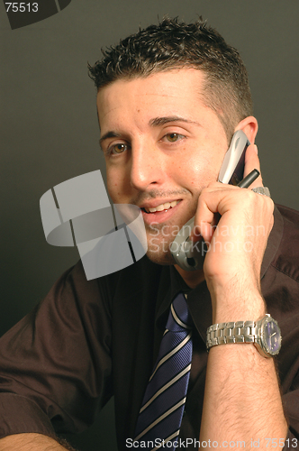 Image of smiling on the phone