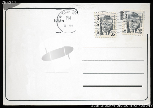 Image of Blank postcard with stamp