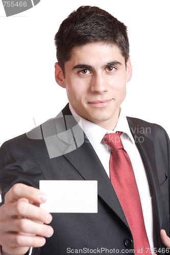 Image of Businessman presenting card 