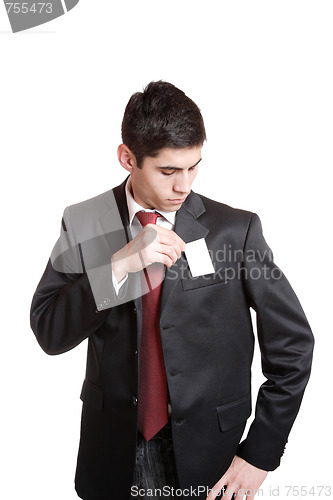 Image of Businessman presenting card 