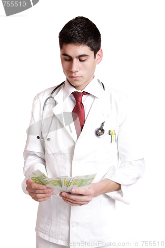 Image of Doctor with 100 dollars bills 
