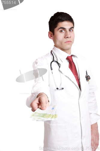 Image of Doctor with 100 dollars bills 