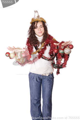 Image of A model with christmas decorations