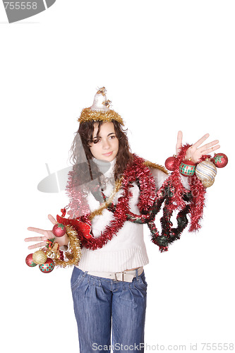 Image of A model with christmas decorations