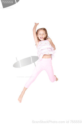 Image of Little girl jumps 