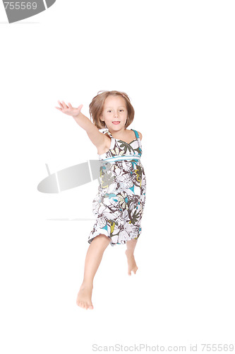 Image of Little girl jumps 