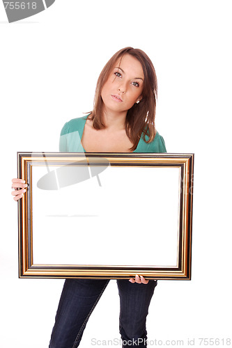 Image of fashion woman with a frame