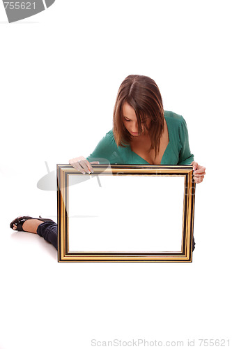Image of fashion woman with a frame