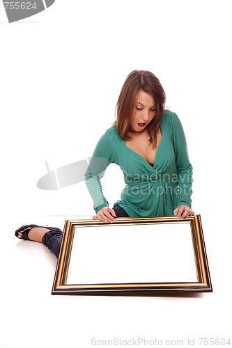 Image of fashion woman with a frame