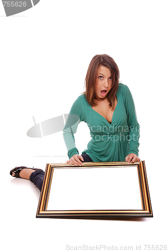 Image of fashion woman with a frame