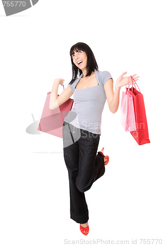 Image of happy woman with shopping bags