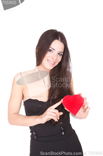 Image of winter portrait of a beautiful young smiling woman