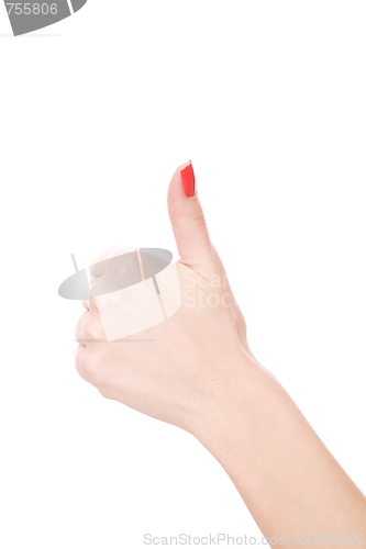 Image of Female hand on a white background