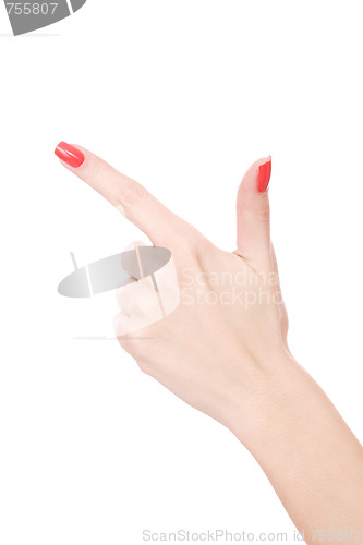 Image of Female hand on a white background