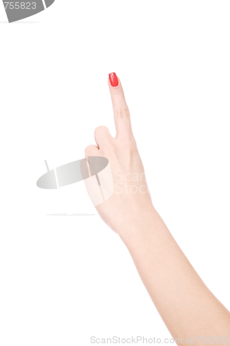 Image of Female hand on a white background