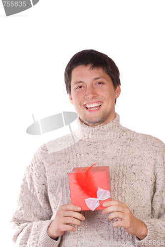 Image of young man with a gift box