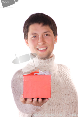 Image of young man with a gift box