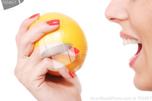 Image of Young woman with orange