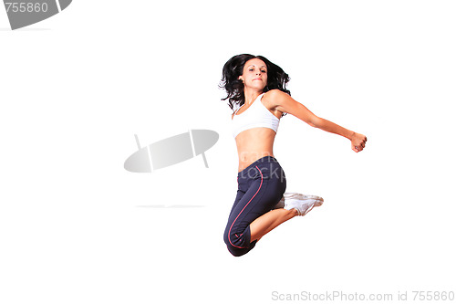 Image of Young woman jumping 