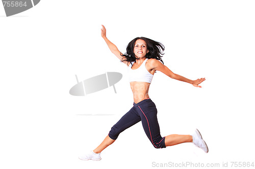 Image of Young woman jumping 