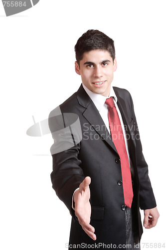 Image of Portrait of a business man holding money 