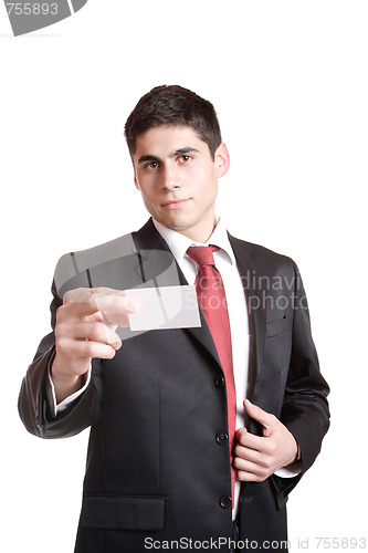 Image of Businessman presenting card 