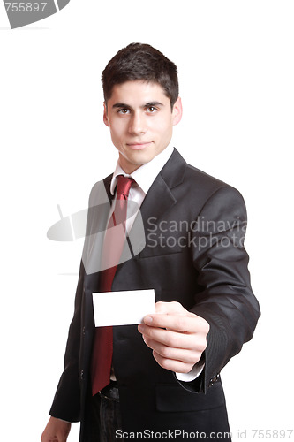 Image of Businessman presenting card 