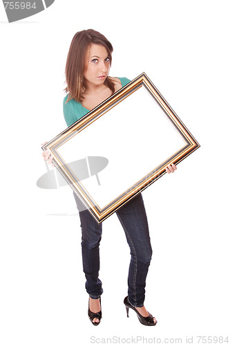 Image of fashion woman with a frame