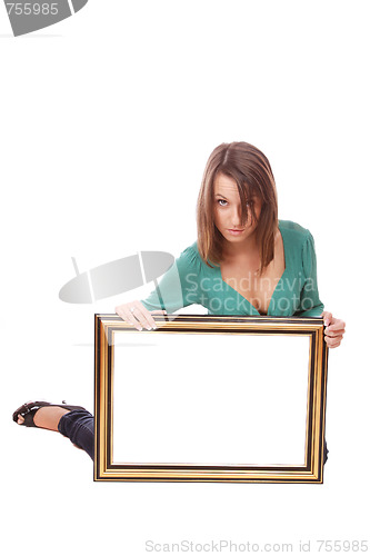 Image of fashion woman with a frame
