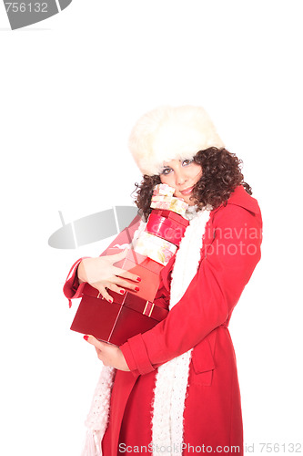 Image of Girl Holding Christmas Gift