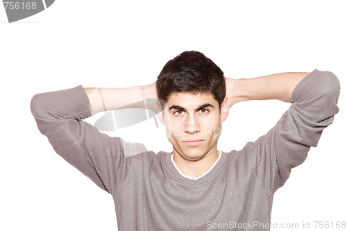 Image of happy young casual man portrait