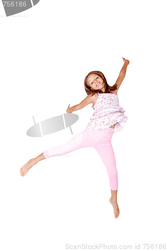 Image of Little girl jumps 