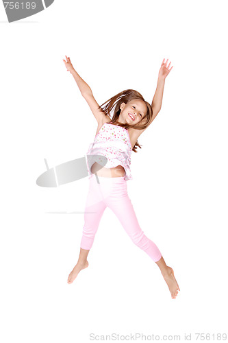 Image of Little girl jumps 