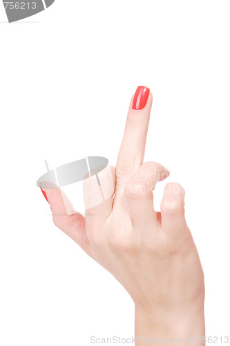 Image of Female hand on a white background