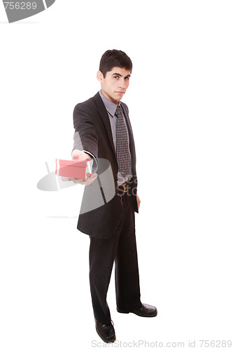 Image of a businessman with a gift