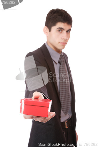 Image of a businessman with a gift