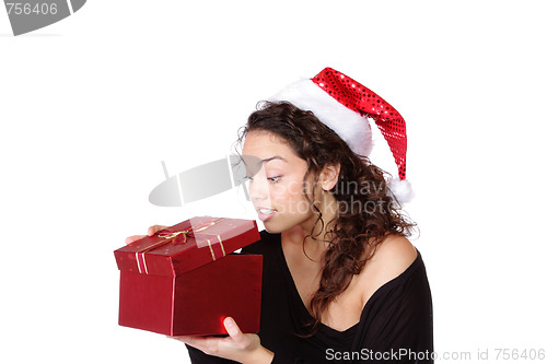 Image of Girl Holding Christmas Gift