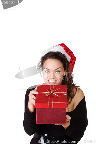 Image of Girl Holding Christmas Gift