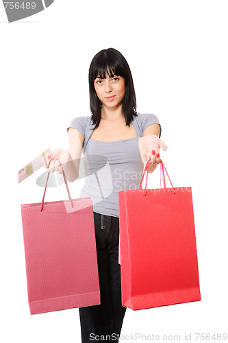 Image of happy woman with shopping bags