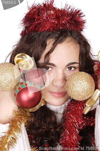 Image of A model with christmas decorations