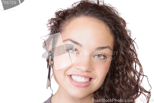 Image of woman with headphones with microphone