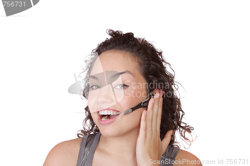 Image of woman with headphones with microphone