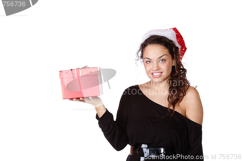 Image of Girl Holding Christmas Gift