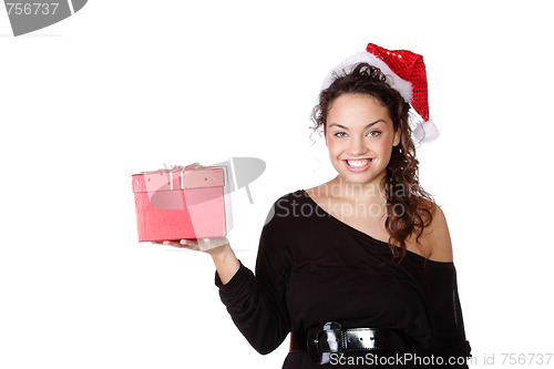 Image of Girl Holding Christmas Gift