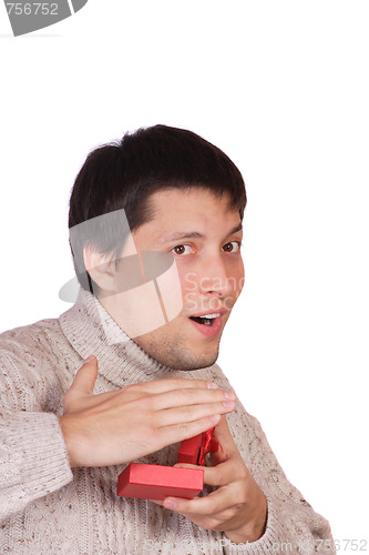 Image of young man with a gift box