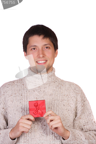 Image of young man with a gift box