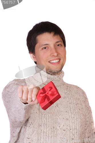 Image of young man with a gift box