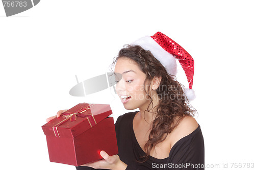 Image of Girl Holding Christmas Gift