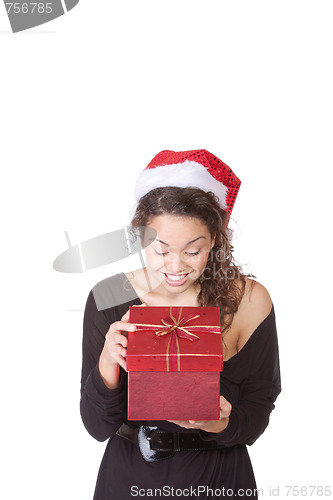 Image of Girl Holding Christmas Gift